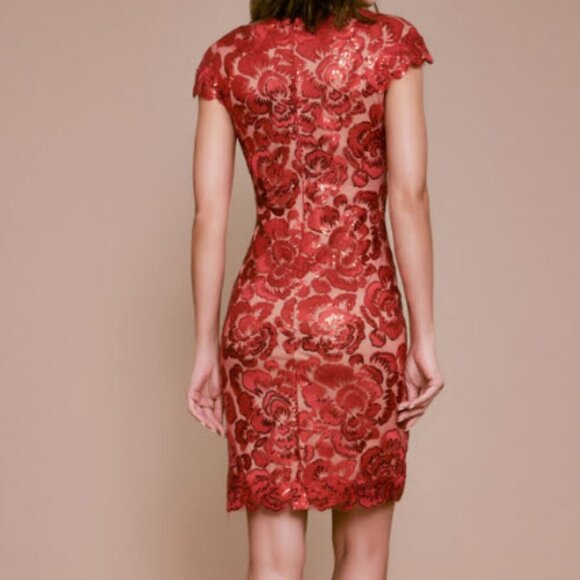 Tadashi Shoji Haidee Floral Silver Sequin Embroidered Dress Size 6 EUC - Picture 4 of 14